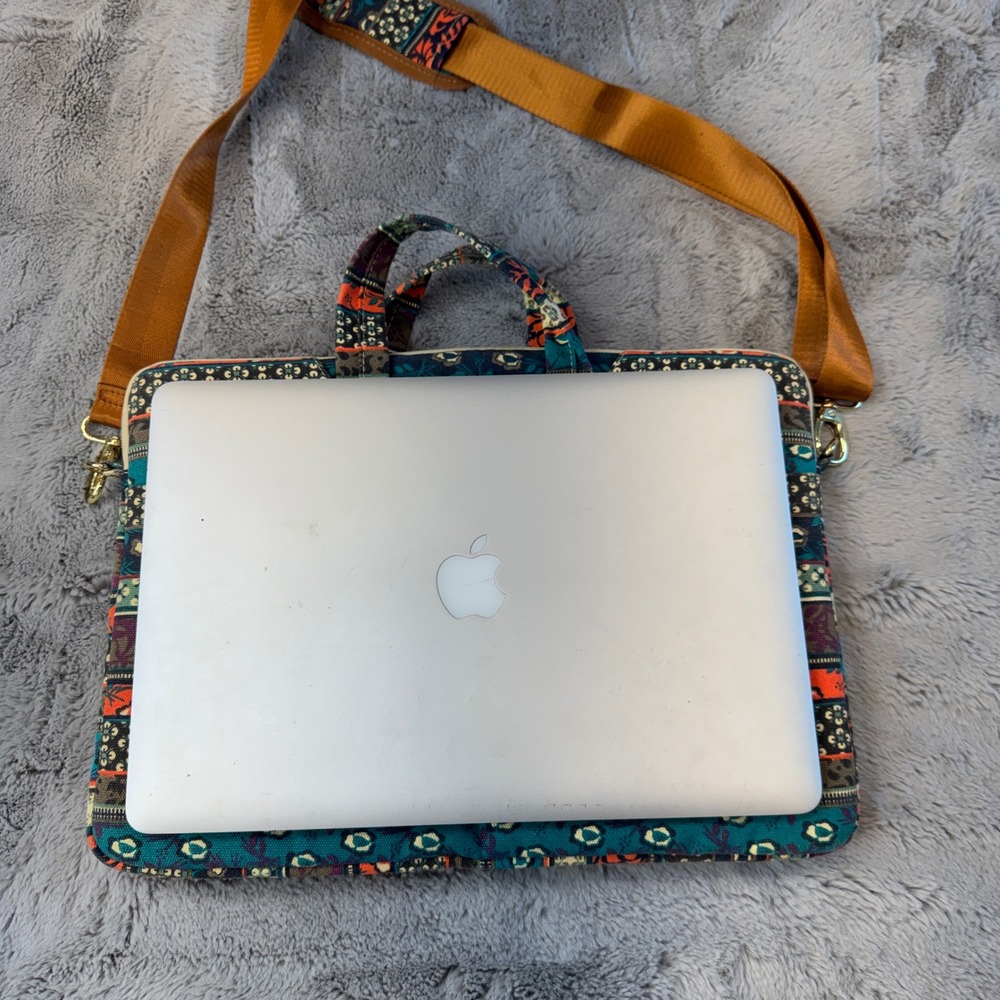 Kinmac Bohemian Laptop Bag Shoulder Strap Multi Color Floral Stripe 15.5 Inch - Picture 8 of 16